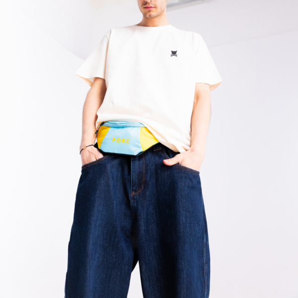 "Incognito" Aqua/Gold Reversible Hip Bag