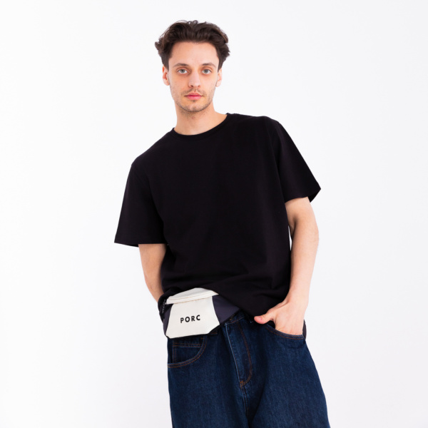 "Incognito" Off white/Black Reversible Hip Bag