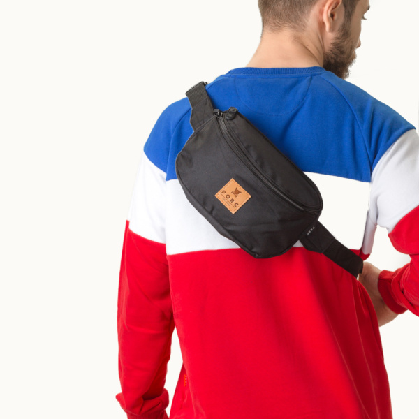 "Logo" Black Hip Bag