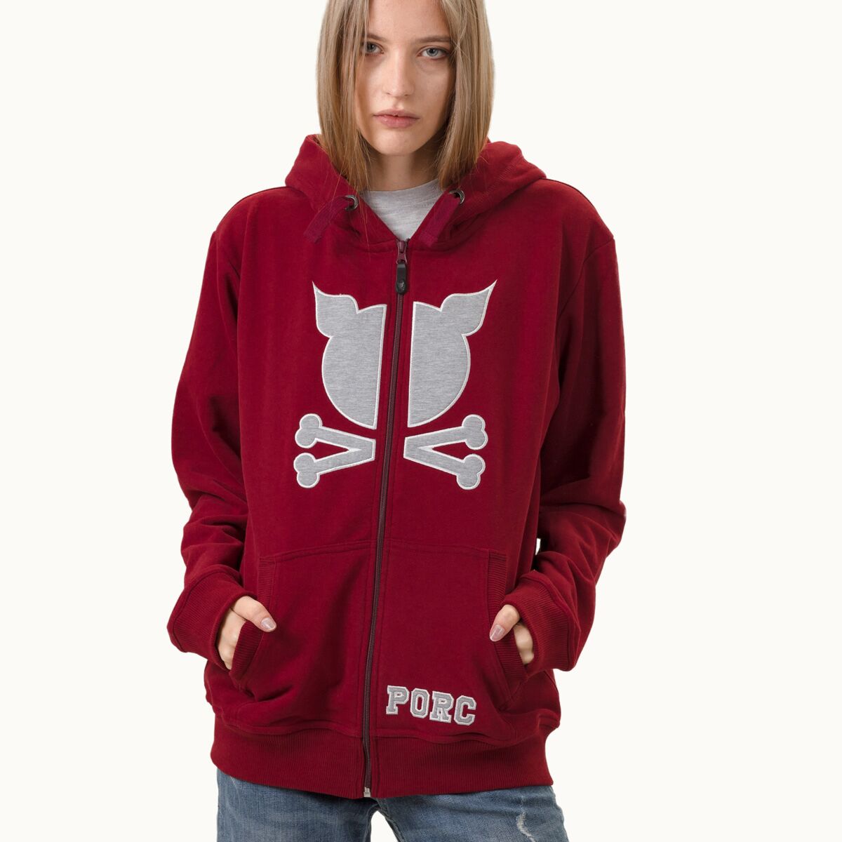 Comparable Economic Characterize Parted" Zipper Hooded Sweat