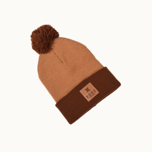 "Logo" Brown Pom Beanie
