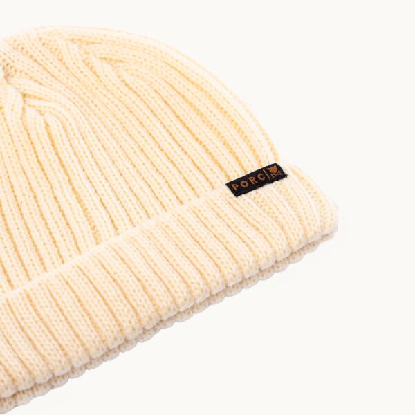 "Villain" Small Label Natural Beanie