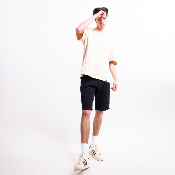 "Invert" Black Denim Shorts
