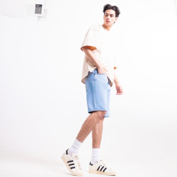 "Invert" Blue rinsed Denim Shorts