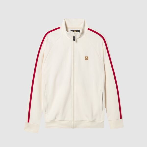 "Crooked" Off White/Red Track Top