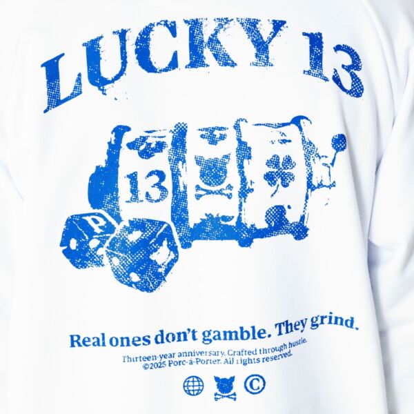 "Lucky 13" White Sweatshirt