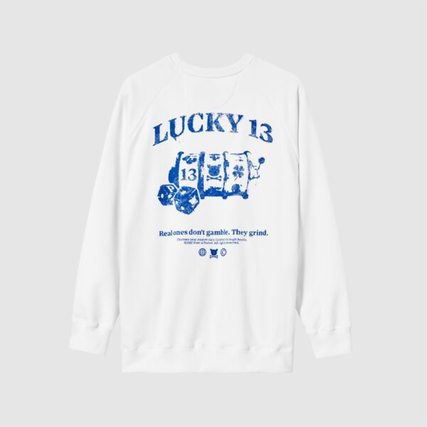 "Lucky 13" White Sweatshirt