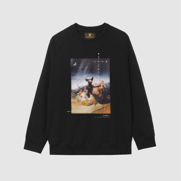 "Pig`s Sabbath" Oversized Black Sweatshirt