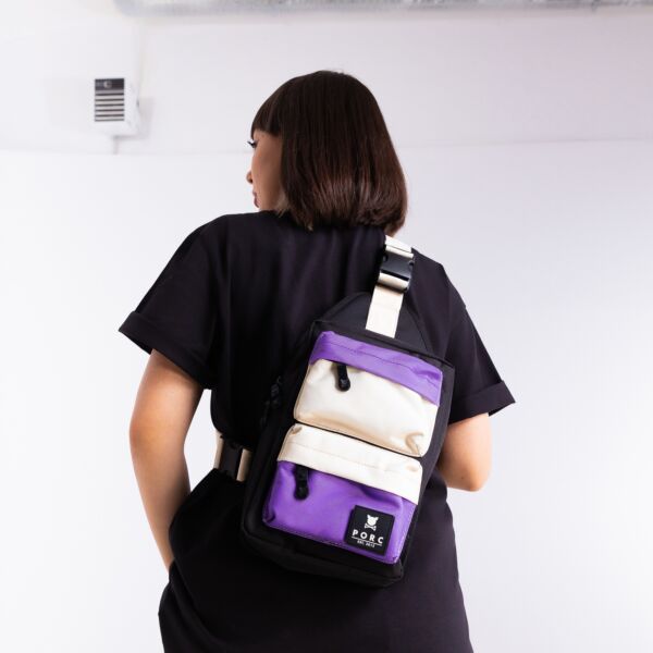 "Pablo" Black/Purple Sling Bag