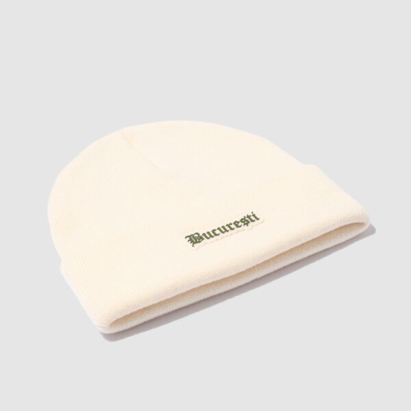 "`24 Bucuresti" Off White Beanie