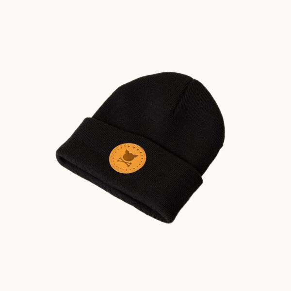 "Full Moon" Leather Black Beanie