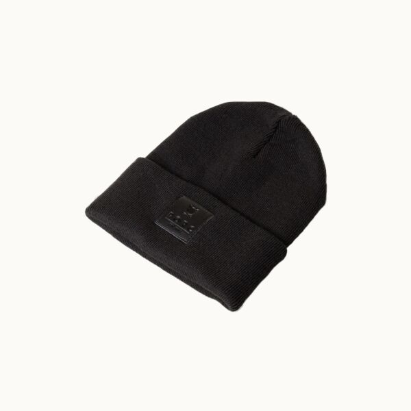 "Logo" Leather All Black Beanie