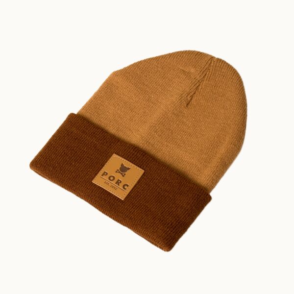 "Logo" Leather Brown/Dark Brown Beanie