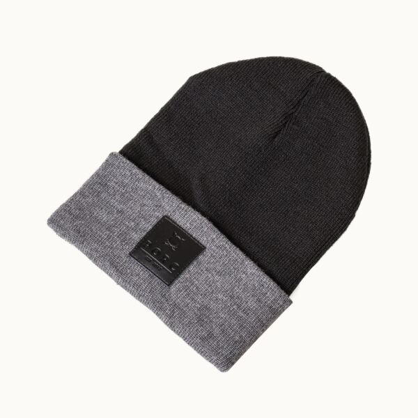 "Logo" Leather Black/Grey Beanie