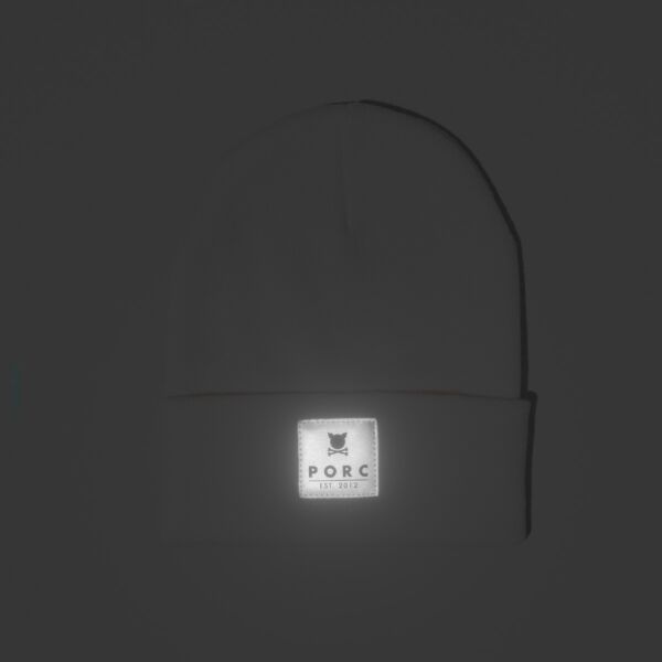 "Reflective Label" White Beanie