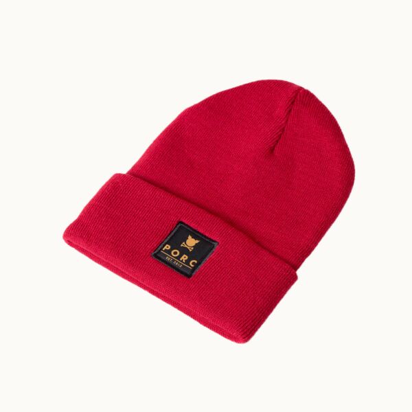 "Logo" Woven Burgundy Beanie