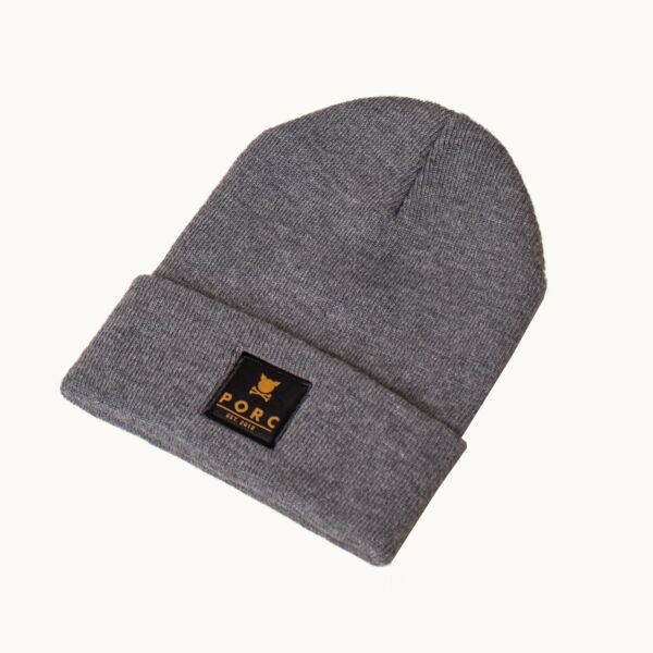 "Logo" Woven Grey Beanie