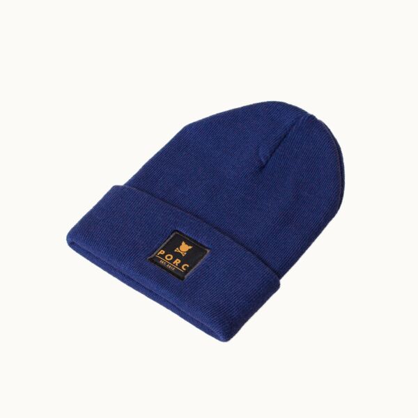 "Logo" Woven Navy Beanie