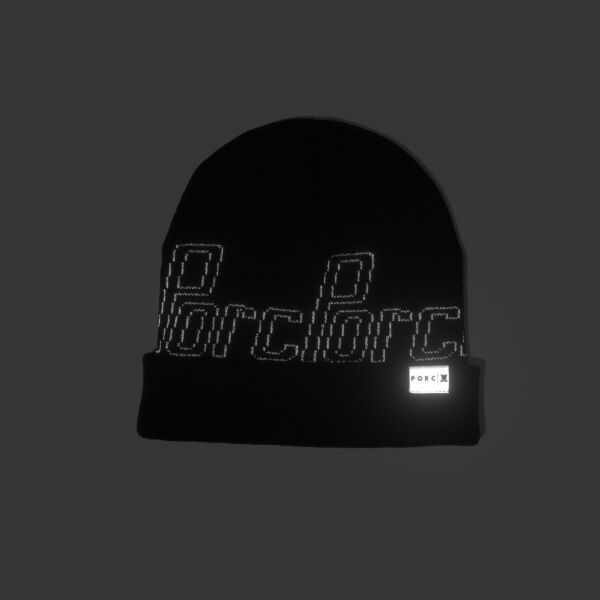 "Tilted" Black Reflective Beanie