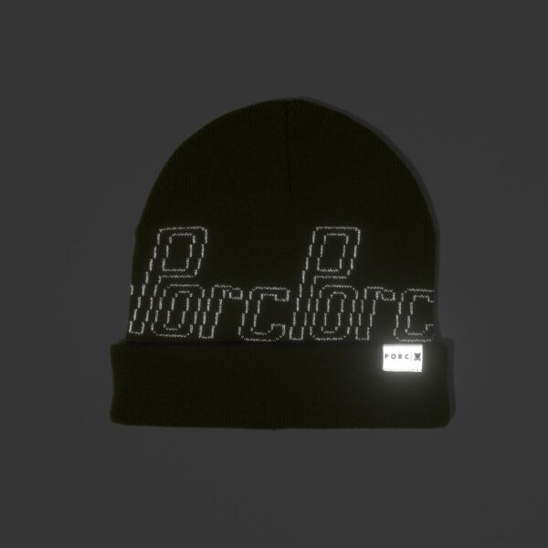 "Tilted" Olive Reflective Beanie