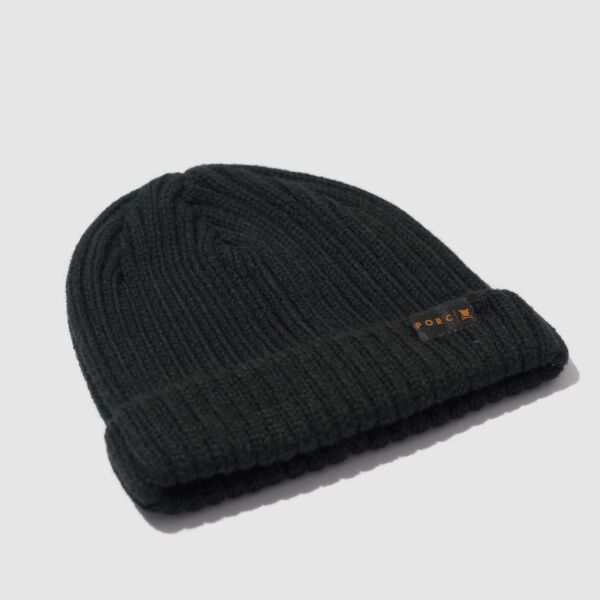 "Villain" Small Label Black Beanie