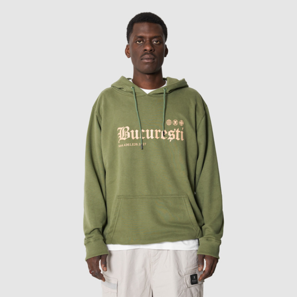 "Bucuresti" Olive Hooded Sweat