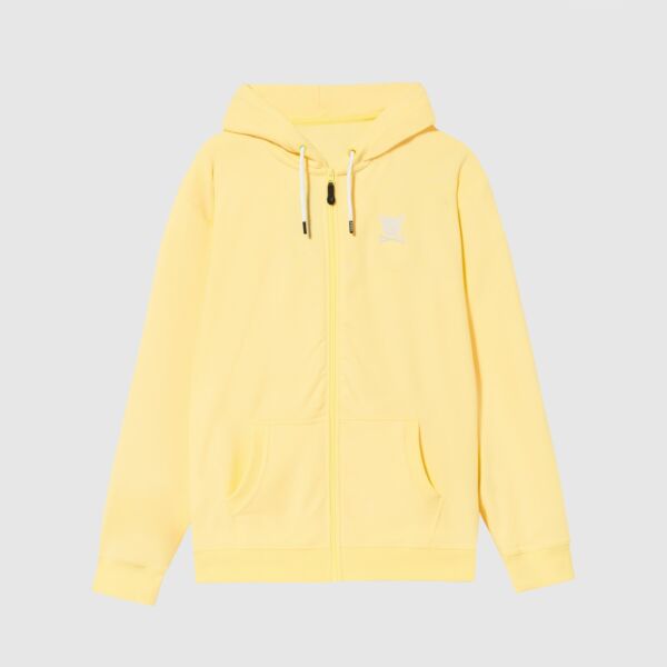 "Linear" Yellow Zipper Hooded Sweat