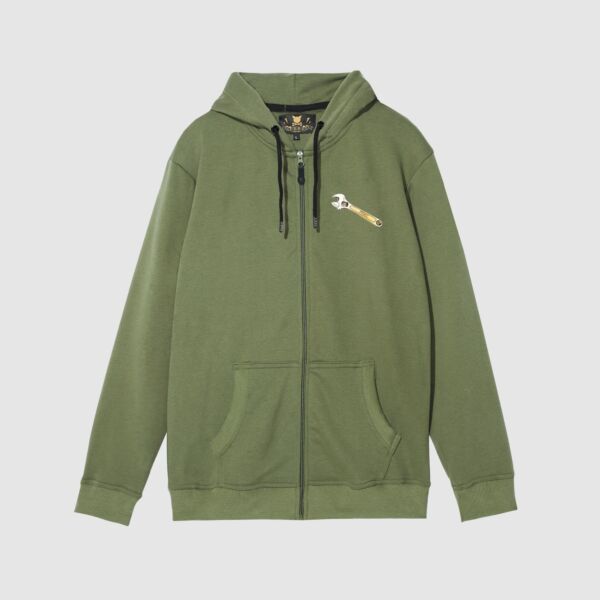 "Utility" Olive Zipper Hooded Sweat