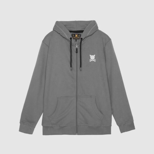 "Linear" Charcoal Zipper Hooded Sweat