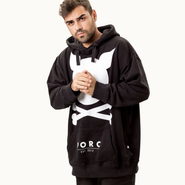 "Logo" Oversized Black Hooded Sweat