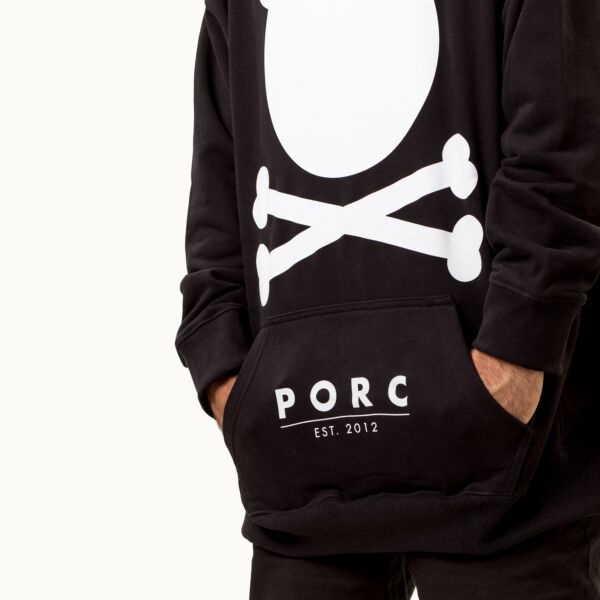 "Logo" Oversized Black Hooded Sweat