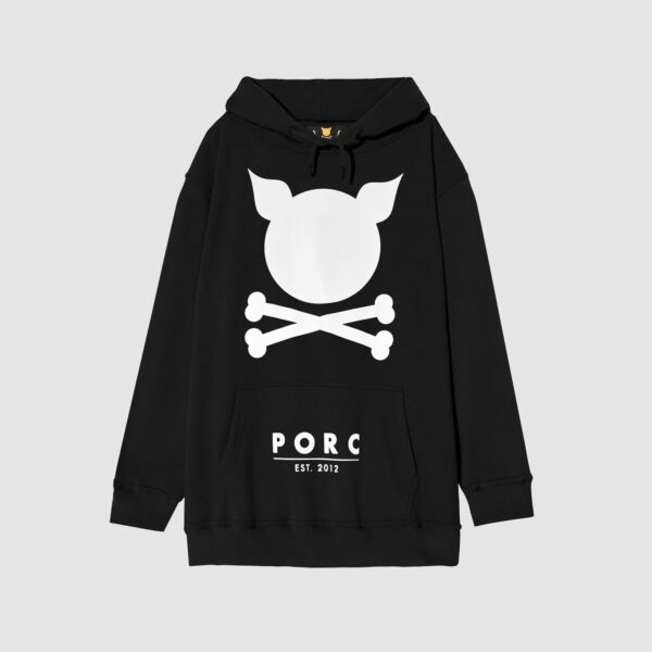 "Logo" Oversized Black Hooded Sweat