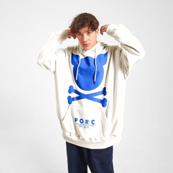 "Logo" Oversized Off White Hooded Sweat