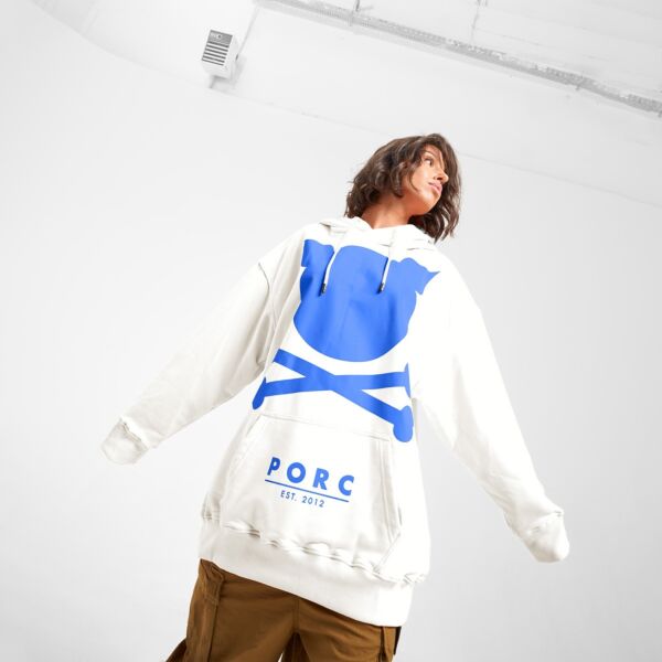 "Logo" Oversized Off White Hooded Sweat