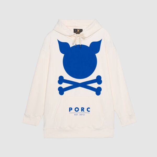 "Logo" Oversized Off White Hooded Sweat