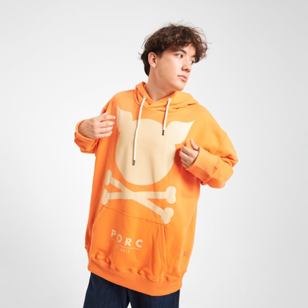 "Logo" Oversized Orange Hooded Sweat