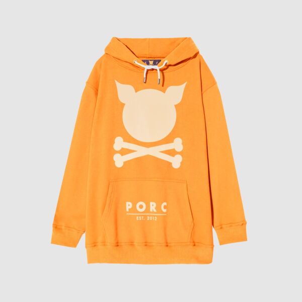 "Logo" Oversized Orange Hooded Sweat