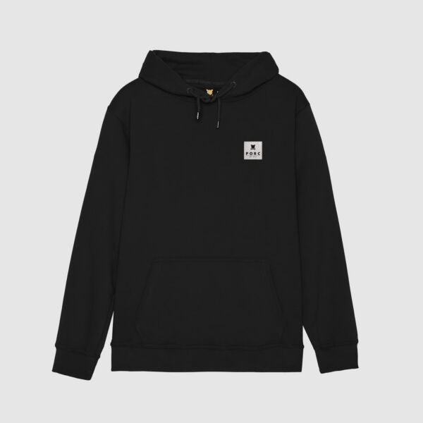 "Reflective Label" Black Hooded Sweat