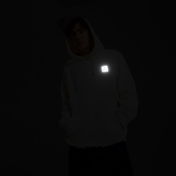"Reflective Label" Off White Hooded Sweat