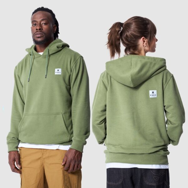 "Reflective Label" Olive Hooded Sweat