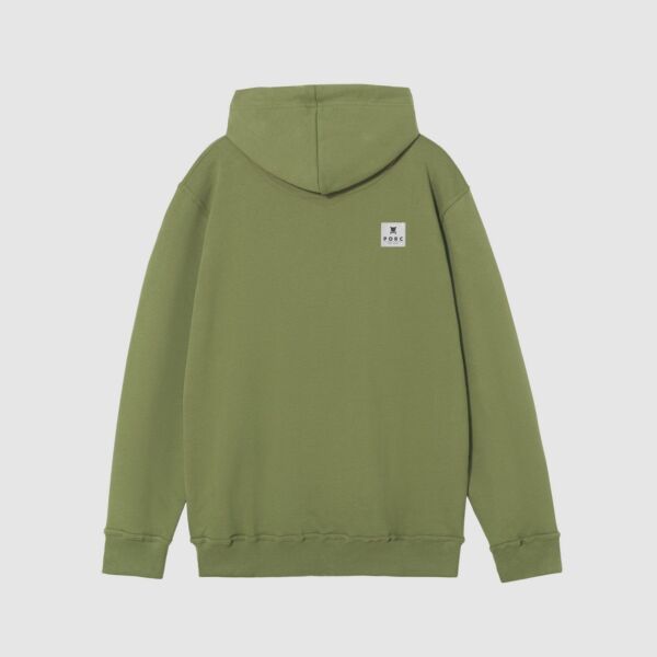 "Reflective Label" Olive Hooded Sweat