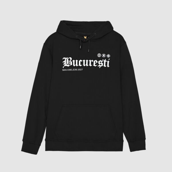 "Bucuresti" Black Hooded Sweat