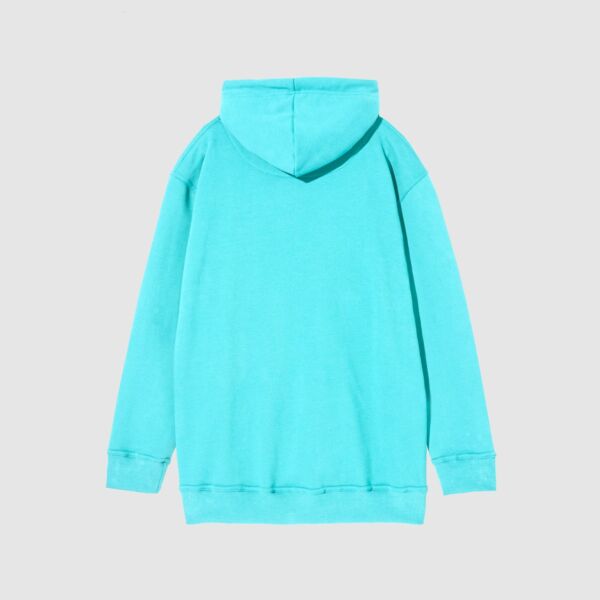 "Logo" Oversized Aqua Hooded Sweat