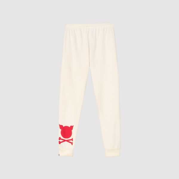 "Crooked" Off White/Red Track Pants