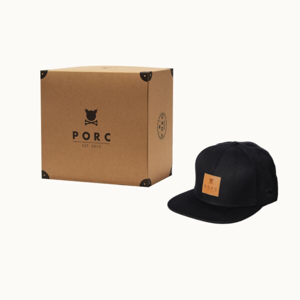 "Logo" Leather Premium Snapback Black