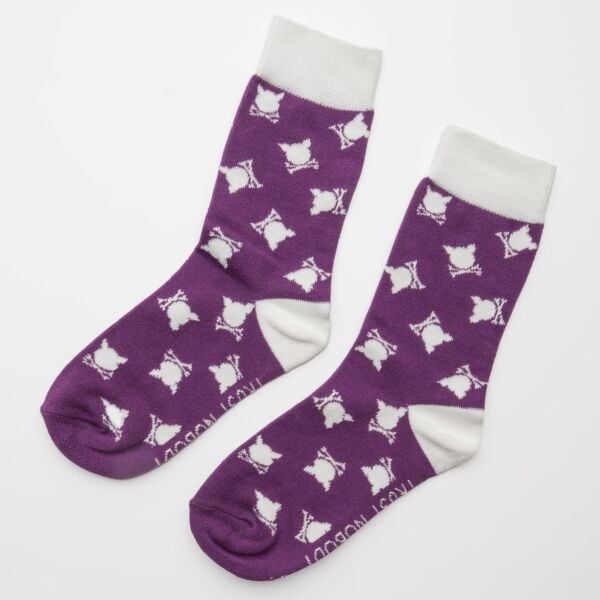 "Flag" Purple/White Socks