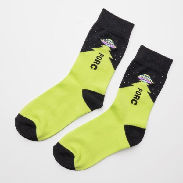"UFO" Black/Green Socks