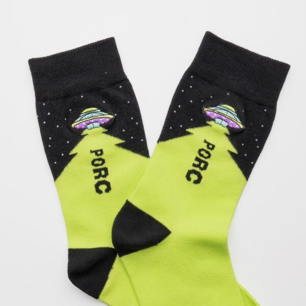 "UFO" Black/Green Socks