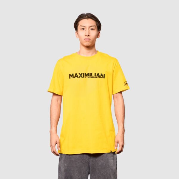 Tricou galben bumbac premium PORC x Maximilian Volumu la maximilian editie limitata cu logo Casalot Sound pe maneca